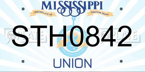 STH0842 Mississippi License Plate