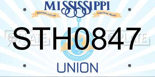 STH0847 Mississippi License Plate