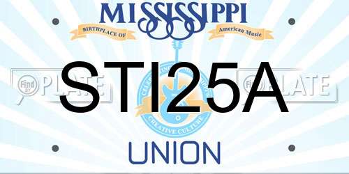 STI25A Mississippi License Plate