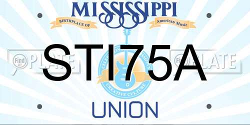 STI75A Mississippi License Plate