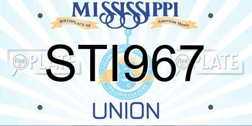 STI967 Mississippi License Plate