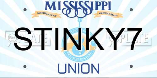 STINKY7 Mississippi License Plate