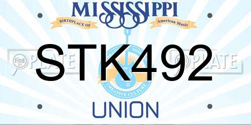 STK492 Mississippi License Plate