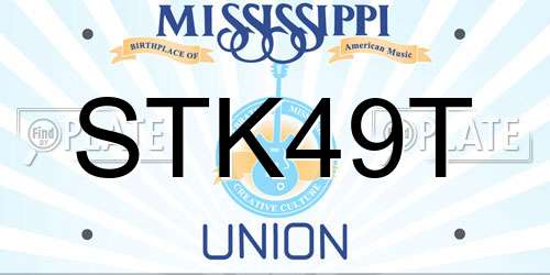 STK49T Mississippi License Plate