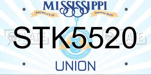 STK5520 Mississippi License Plate