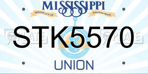 STK5570 Mississippi License Plate