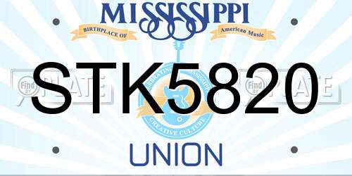 STK5820 Mississippi License Plate