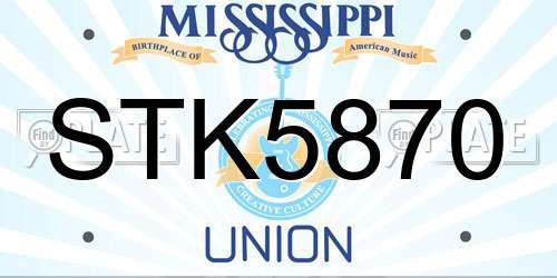 STK5870 Mississippi License Plate