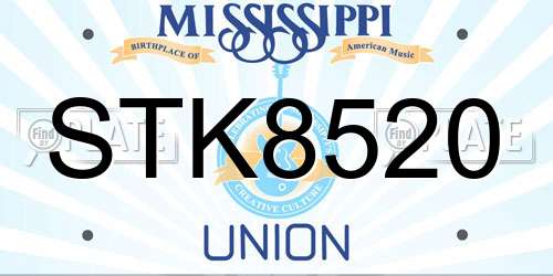 STK8520 Mississippi License Plate