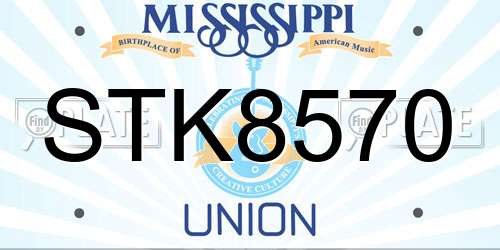 STK8570 Mississippi License Plate