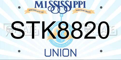 STK8820 Mississippi License Plate
