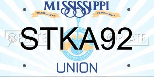 STKA92 Mississippi License Plate