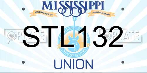 STL132 Mississippi License Plate