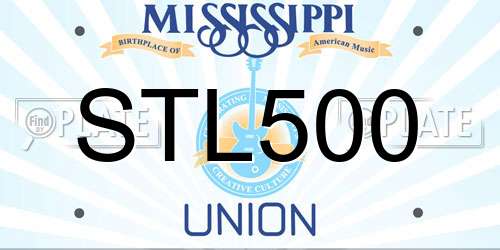 STL500 Mississippi License Plate
