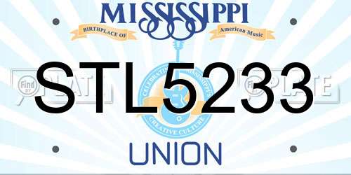 STL5233 Mississippi License Plate