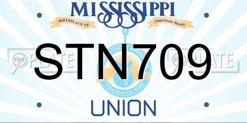 STN709 Mississippi License Plate
