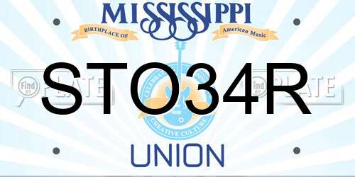 STO34R Mississippi License Plate