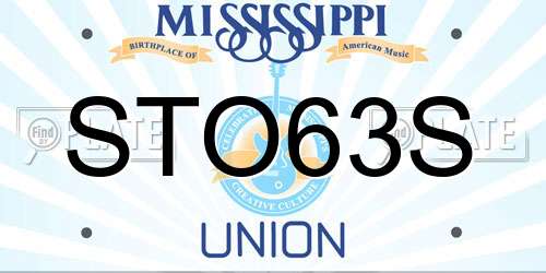 STO63S Mississippi License Plate