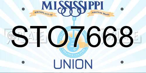 STO7668 Mississippi License Plate