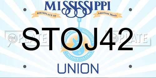 STOJ42 Mississippi License Plate