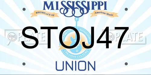 STOJ47 Mississippi License Plate
