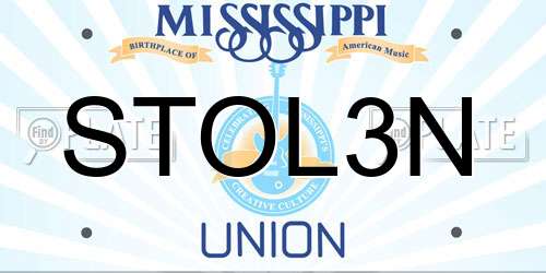 STOL3N Mississippi License Plate
