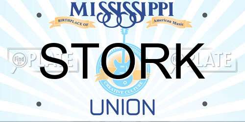STORK Mississippi License Plate