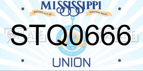 STQ0666 Mississippi License Plate