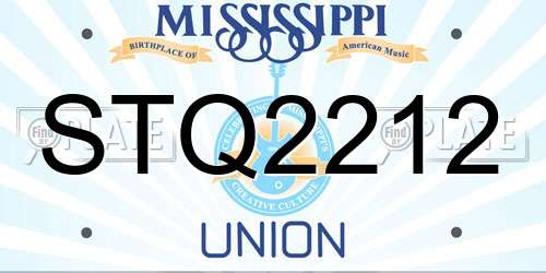 STQ2212 Mississippi License Plate