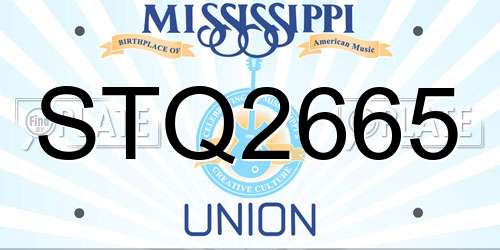 STQ2665 Mississippi License Plate