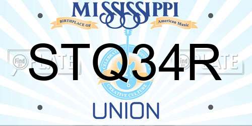 STQ34R Mississippi License Plate