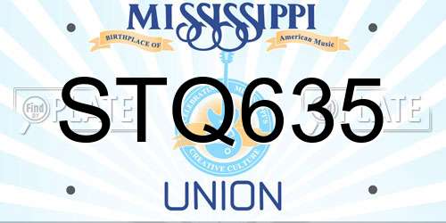 STQ635 Mississippi License Plate