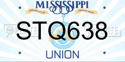STQ638 Mississippi License Plate