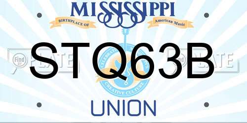 STQ63B Mississippi License Plate