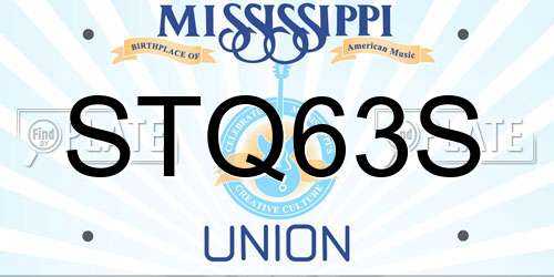 STQ63S Mississippi License Plate