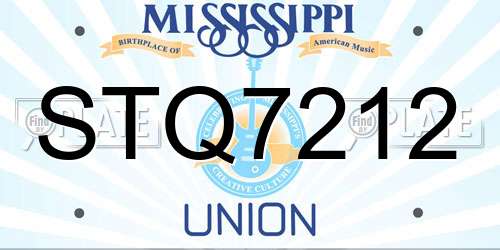 STQ7212 Mississippi License Plate