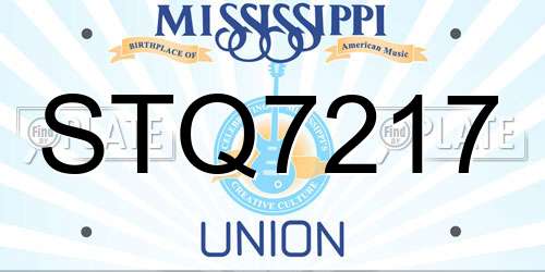 STQ7217 Mississippi License Plate