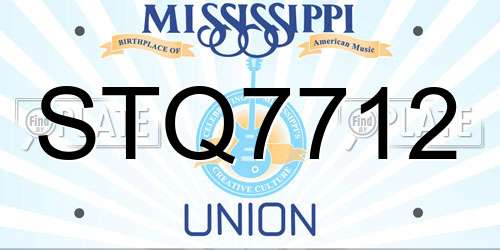 STQ7712 Mississippi License Plate