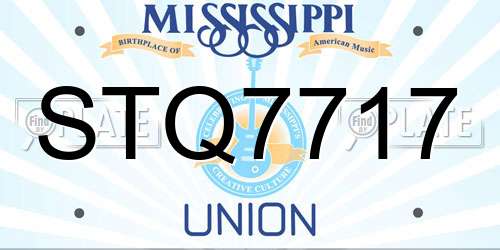 STQ7717 Mississippi License Plate