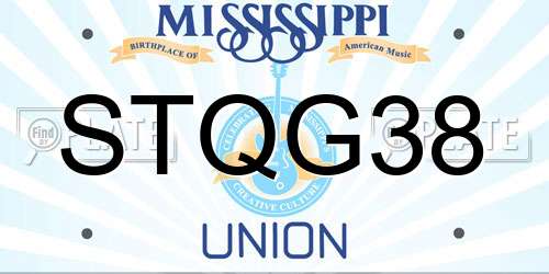 STQG38 Mississippi License Plate