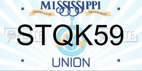 STQK59 Mississippi License Plate