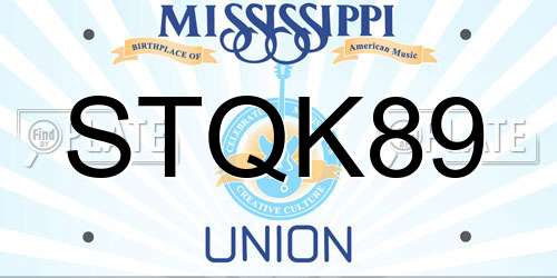 STQK89 Mississippi License Plate