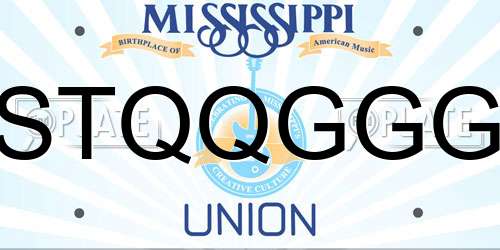 STQQGGG Mississippi License Plate