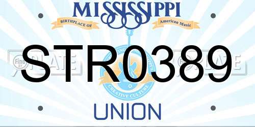 STR0389 Mississippi License Plate