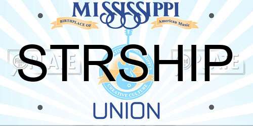 STRSHIP Mississippi License Plate