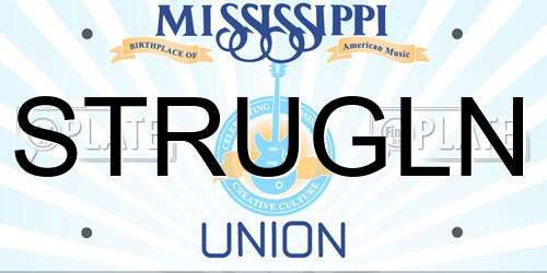 STRUGLN Mississippi License Plate