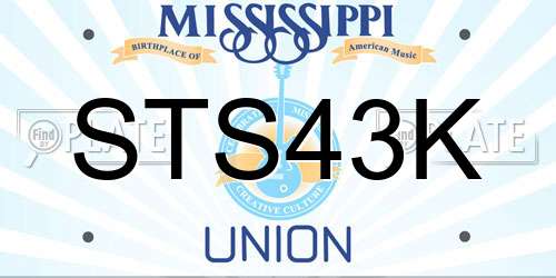 STS43K Mississippi License Plate