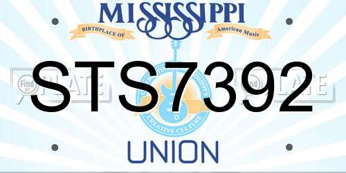 STS7392 Mississippi License Plate
