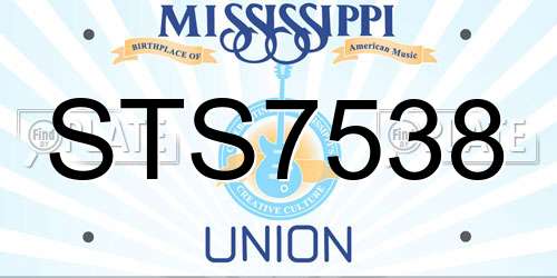 STS7538 Mississippi License Plate