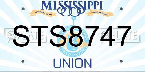 STS8747 Mississippi License Plate